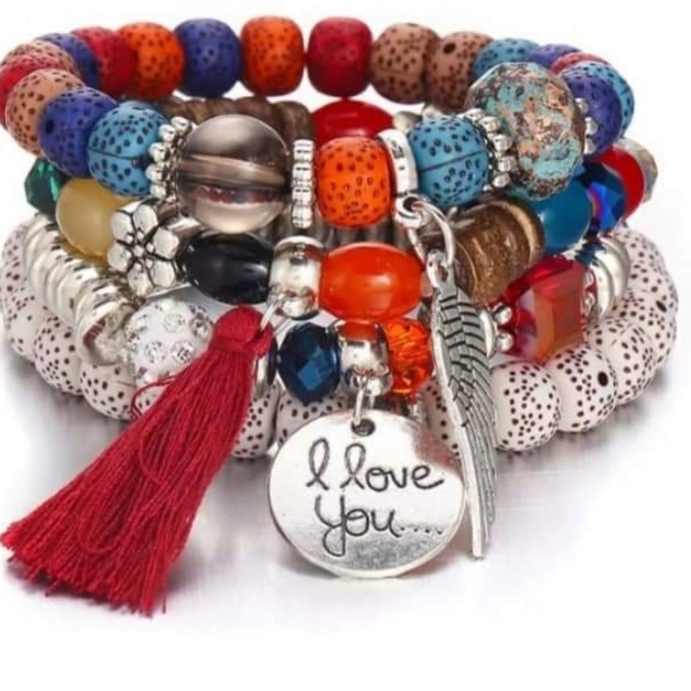 NWOT Women's Bead Tassel with Charm Bracelet